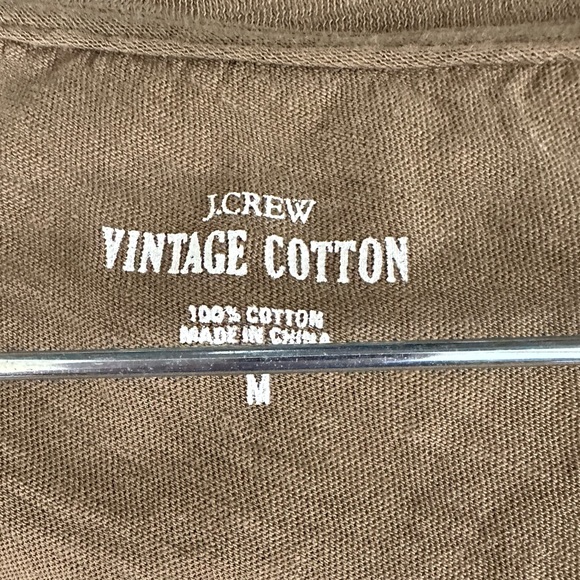 J. Crew Khaki Green V Neck Vintage Cotton Tee 100% Cotton Medium - Picture 12 of 13